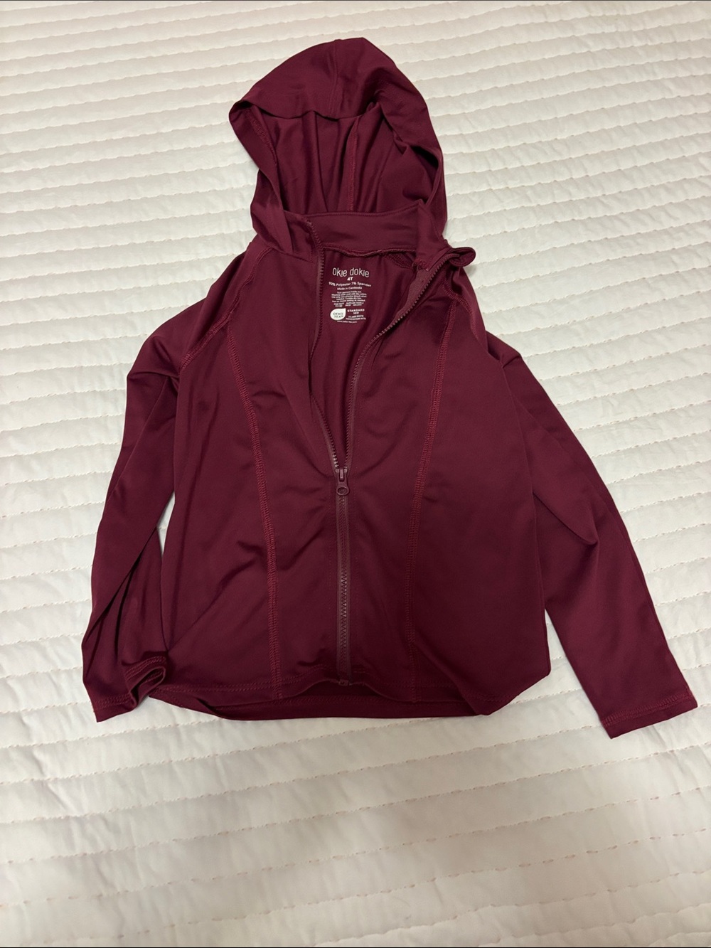 okie dokie Maroon Hooded Zip Jacket